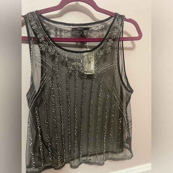 Black mesh beaded tank size L - Picture 3 of 5